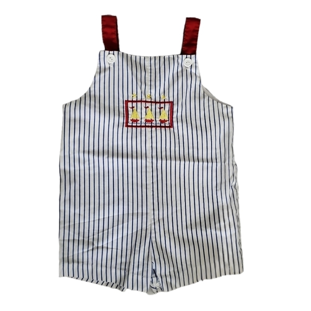 VTG‎ Striped Sailboat Summer Overalls